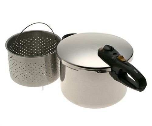 Fagor 8-Quart Stainless-Steel Pressure Cooker with Steamer Basket