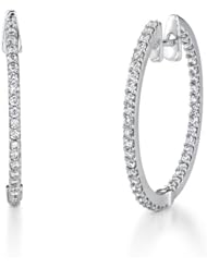 14k White Gold 0.78 Ctw Diamond Hoop Earrings