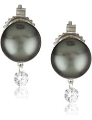 TARA Pearls "Dancing Diamond" Tahitian Stud 8X8.5mm 18 Karat White Gold Stud Earrings