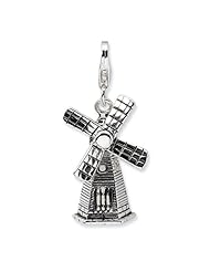 Sterling Silver 3-D Enameled Moveable Windmill w/Lobster Claw Clasp Clasp Charm