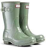 Hunter Womens Original Short Gloss Wellington Boots - Moss Green