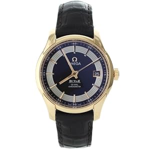 Omega Deville Hour Vision Brown Dial 18kt Rose Gold Brown Leather Mens Watch 431.63.41.21.13.001