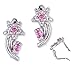 Stem Beautiful Flower Cubic Zirconia {C.Z.} Pink