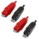 uxcell 5ペア 赤黒 プラスチック ブーツコーティング 金属 ワニ口クリップ 77mm