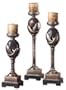 Set of 3 CandleHolders with Crushed Glass Finish