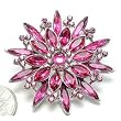 Pink Austrian Rhinestone Silver-Tone Flower Brooch Pin