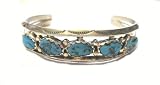 Native American Hand Crafted and Hallmarked signed Sterling Silver and Big Turquoise Stone Bracelet...