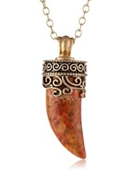 Barse "Taurus" Orange Sponge Coral Horn Pendant Necklace, 30"