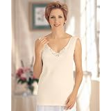 Cuddl Duds Medallion Lace Camisole, Ivory, 2X