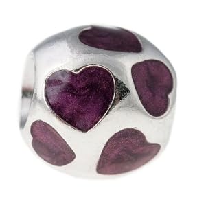 Pandora Damen-Bead Element Herzen 925 Sterling Silber violett emailliert 790543EN21
