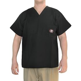 UGA Logo University of Georgia Bulldogs Dawgs Black Logo Scrub Top Shirt Size MED- SEARCH BROAD BAY SCRUB FOR OTHER DESIGNS Logo Apparel UNIQUE CHRISTMAS GIFT Ideas for HIM HER Man Men Woman Women Ladies Nurses