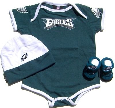 Philadelphia Eagles Newborn / Infant / Baby Bodysuit, Hat / Cap, and Booties 3 Piece Gift Set
