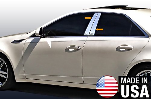 Made in USA! Fit 2008-2013 Cadillac CTS Stainless Steel Door Pillar Posts Chrome Cover Window Trim-4pc