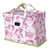 Bungalow Scout Four Boys Storage Tote Bag with Zipper, Twal Y'all Pink / Green Faux Leather Trim, 12351