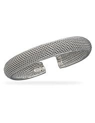 Rhodium Plated Woven Cuff Sterling Silver Bracelet
