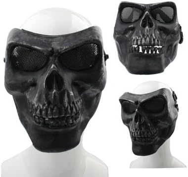 High Intensity Terrifying Evil Facepiece Skeleton Anti BB Bomb Tactical Face Mask with Elastic Bands (Black)