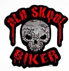 Old Skool Skull Old School Biker Motorcycle Tatto Logo Vest Jacket Hat Hoodie Backpack Patch Iron On FOR COLLECTION BY MOODBEAT SHOP
