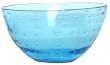 Hand Blown Glass with Aqua Blue Bubbles Large Bowl 4.75"H
