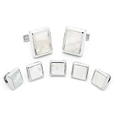 Silver & Mother of Pearl JFK Pres Tuxedo Stud Set
