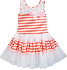 Girls Cotton 2015 Striped Print  Dress