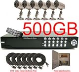 USA Security Store -- One 9 Channels Security Surveillance DVR Digital Video Recorder System Built-in 500GB HDD with 6 Sharp CCD Day/Night Vision Color Cameras, Included 6x65FT video cables and Power disdributor box KIT. Supports Network Remote Viewing Over Internet, Windows IE.