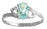 .925 Sterling Silver Promise Ring with Genuine Oval Aquamarine