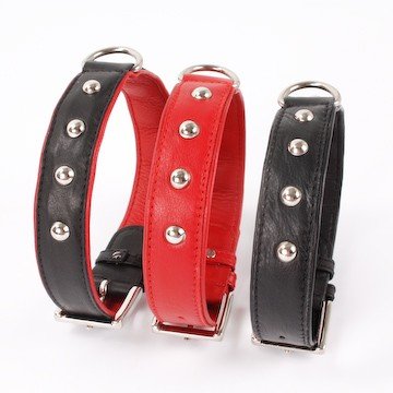 Hundehalsband  Nappaleder mit Nieten 723, Halsband Länge:60cm; Halsband Farbe:rot