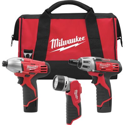 c : Milwaukee 2490-23 12-Volt Compact Drill, Impact Wrench, and Worklight Combo Kit Today 
