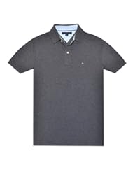 Apparel: Tommy Hilfiger Classic Fit Men Polo T-shirt (XL, Dark Grey)