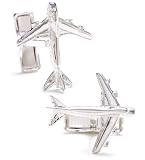 Jumbo Jet Airplane Silver Cufflinks Cuff Links