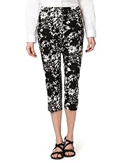 Cotton Rich Tropical Leaf Print Tapered Leg Cropped Trousers