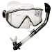 Snorkeling Scuba Dive Side-View Edgeless Mask DRY Snorkel Gear Set, Titanium