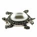 Vintage Inspired Simulated Pearl Turtle Pin with Marcasite