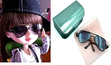 【クリックで詳細表示】【 1/3 ドール 用 メガネ サングラス 】 ケース クロス 付き SD DD BJD ドルフィードリーム スーパードルフィー オビツ アゾン (サングラス ティアドロップ型ブラック ハードケース付)： スポーツ＆アウトドア