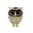 Goldtone Owl with Brown Rhinestones Brooch Pin