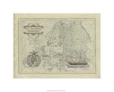 Antique Map Of Europe by Unknown. LAMINATED. 19.51 inches width by 14.39 inches height. Highest Quality Art Poster Print
