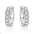 Hoops Earrings With Genuine Diamonds Crafted in 14K White Gold Length 13mm
