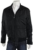INC International Concepts Men's Solid Black Nylon Chief Bomber Coat, X-Large