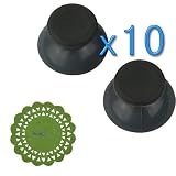 GTMax 10 Pack Grey Controller Thumbsticks for Microsoft XBOX 360 + Green Cup Pad