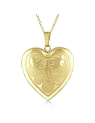 Twisted Style Heart Shaped Pendant Necklace and Locket For Women 14K Yellow Gold Vermele
