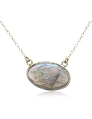 Labradorite Bezel in Gold over Silver Chain Necklace, 16"+2" Extender