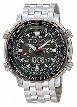 Seiko Men's Analog Digital World Time Flight Chronograph Watch #SNJ017