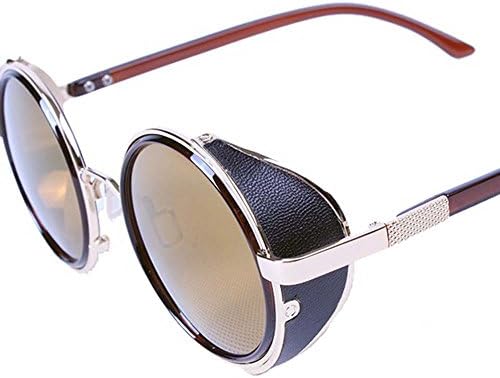 Phnom Penh side steampunk round sun protection circular polarized sunglasses driver mirror (Black)