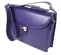 Lucrin - Purple leather Briefcase 1 compartment with shoulder strap