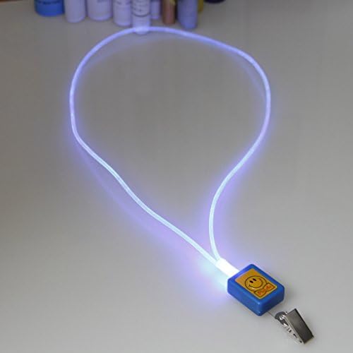 Oupai 1 x LED Rope Hook Name Tags Light Badge ID Holder Long Neck Strap of Blue