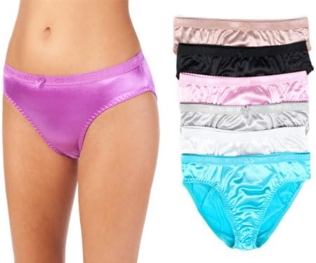 Barbra's 6 Pack Satin Full Coverage Women's Bikini Panties