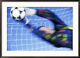 Goalie Attempting to Stop a Soccer Ball Framed Photographic Poster Print, 35x25