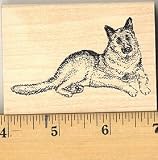 German Shepherd Portrait Rubber Stamp - Wood Mounted