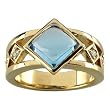 14K Yellow Gold Cabochon Sky Blue Topaz and Diamond Ring