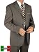 Valenti Men Suits Italian Super 150s Merino Wool and Silk Hand Tailored Made in Italy Canvas Front Complete Jacket and Pants Taupe Pinstripe